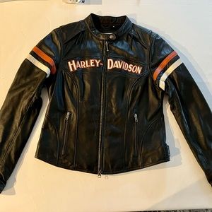 Harley Davidson Women's MISS ENTHUSIAST Black Leather Jacket Size Medium W Liner